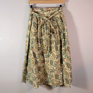 UMGEE USA size medium button down tie midi paisley skirt blue orange yellow tan